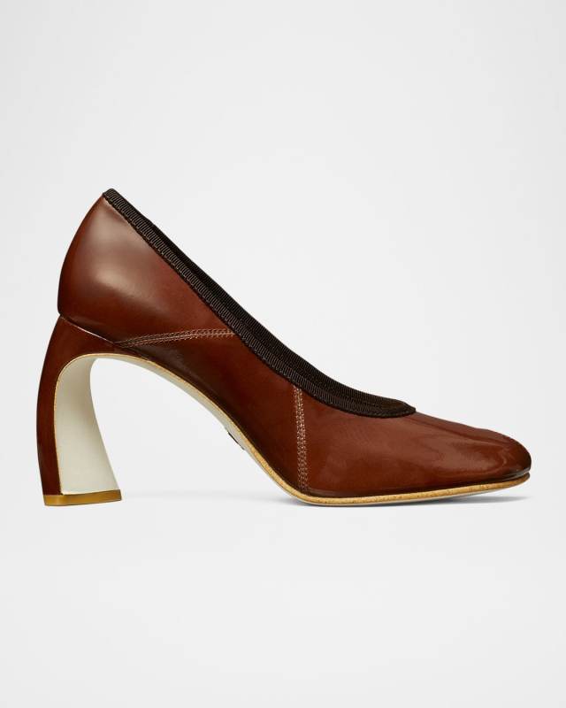 Leather Peep Toe Pumps